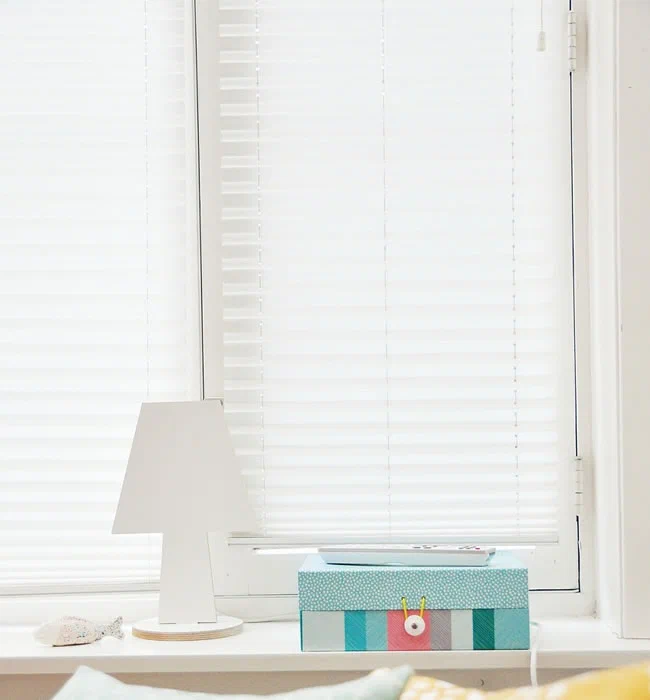 Fenster mit geschlossenem Plissee
