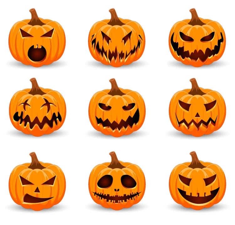 Halloween Kürbis Gesichter gruselig