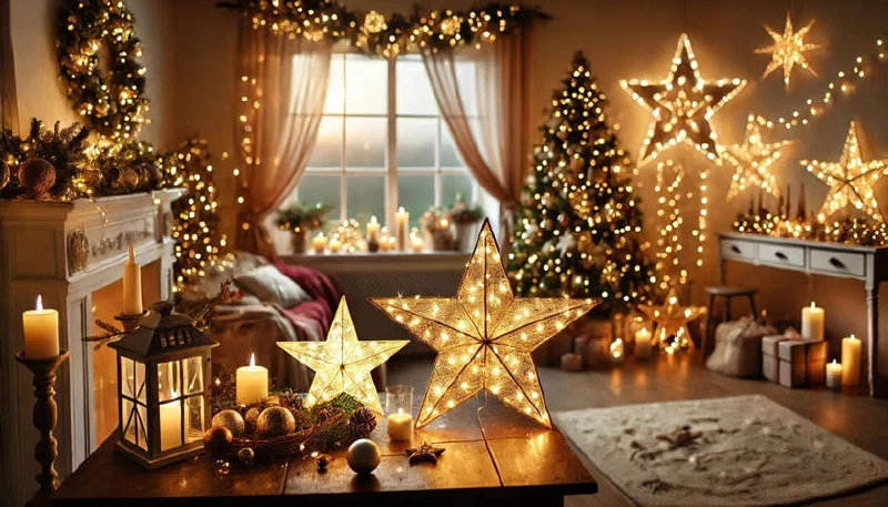 Weihnachtsdeko mit Lichtersternen