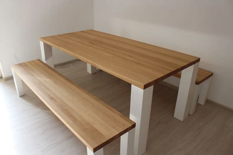 Eiche Tisch mit 2 Sitzbänken