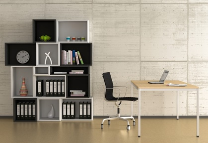 Büro mit Kombination aus Schwarz Weiß