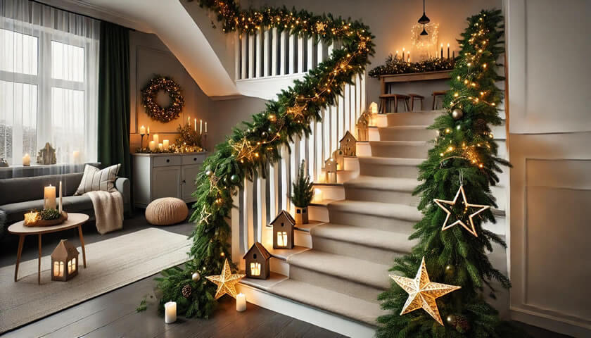 Weihnachtsdeko für Treppenhaus