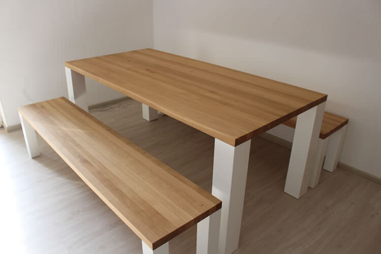 Eiche Tisch mit 2 Sitzbänken