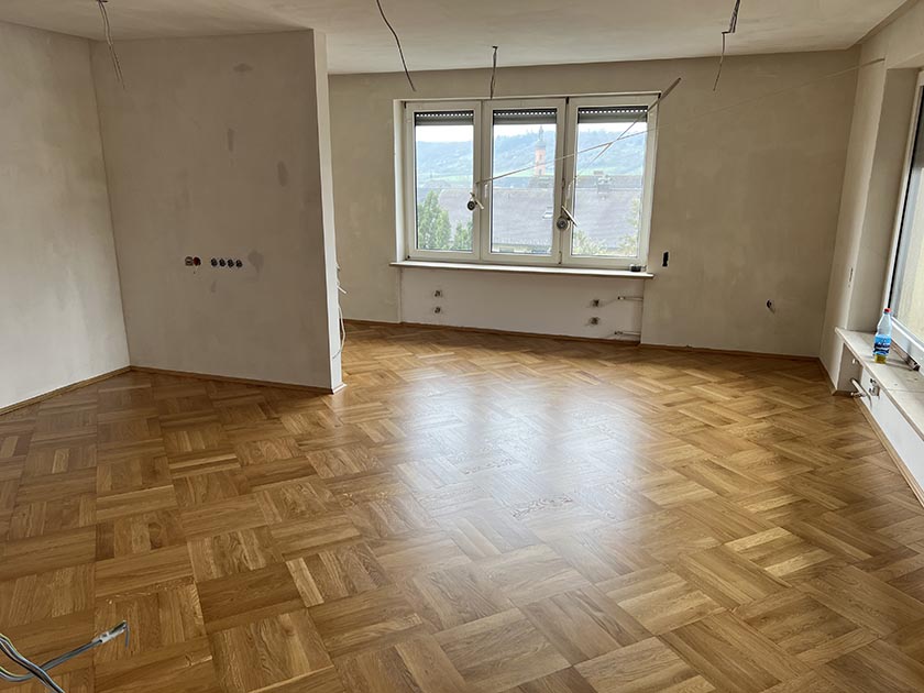 Fertig aufbereitetes Parkett vom Fachbetrieb Oehrlein