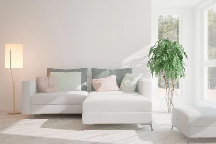 Sofa mit Récamiere in Weiß