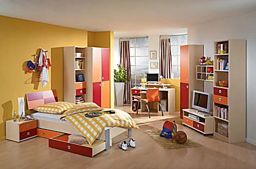 Mädchen Kinderzimmer in Orange und Gelb