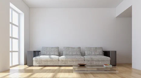 Couch in Anthrazit kombiniert mich Nussbaumrahmen