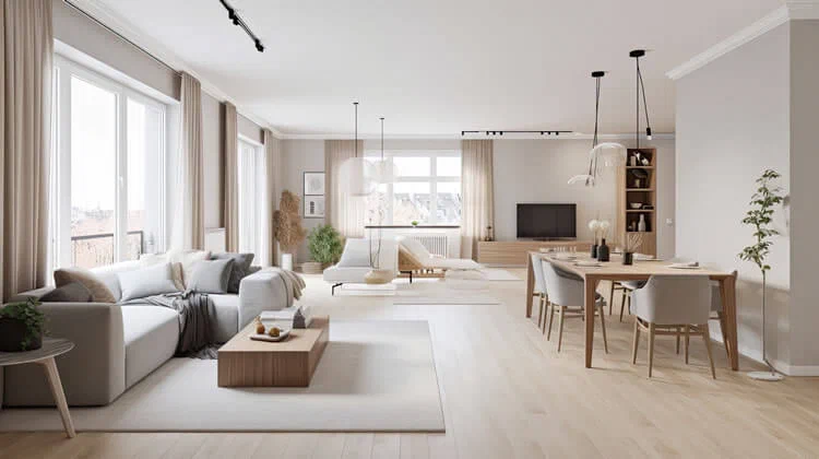 Helle Möbel im Wohnzimmer