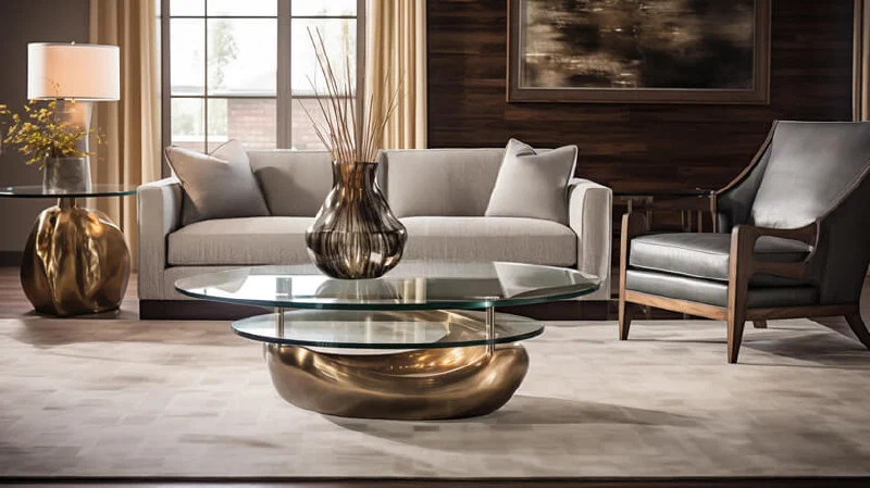 Design Couchtisch mit doppelter Glastischplatte