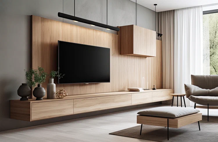 Fernsehhalterung an der Wand im Wohnzimmer